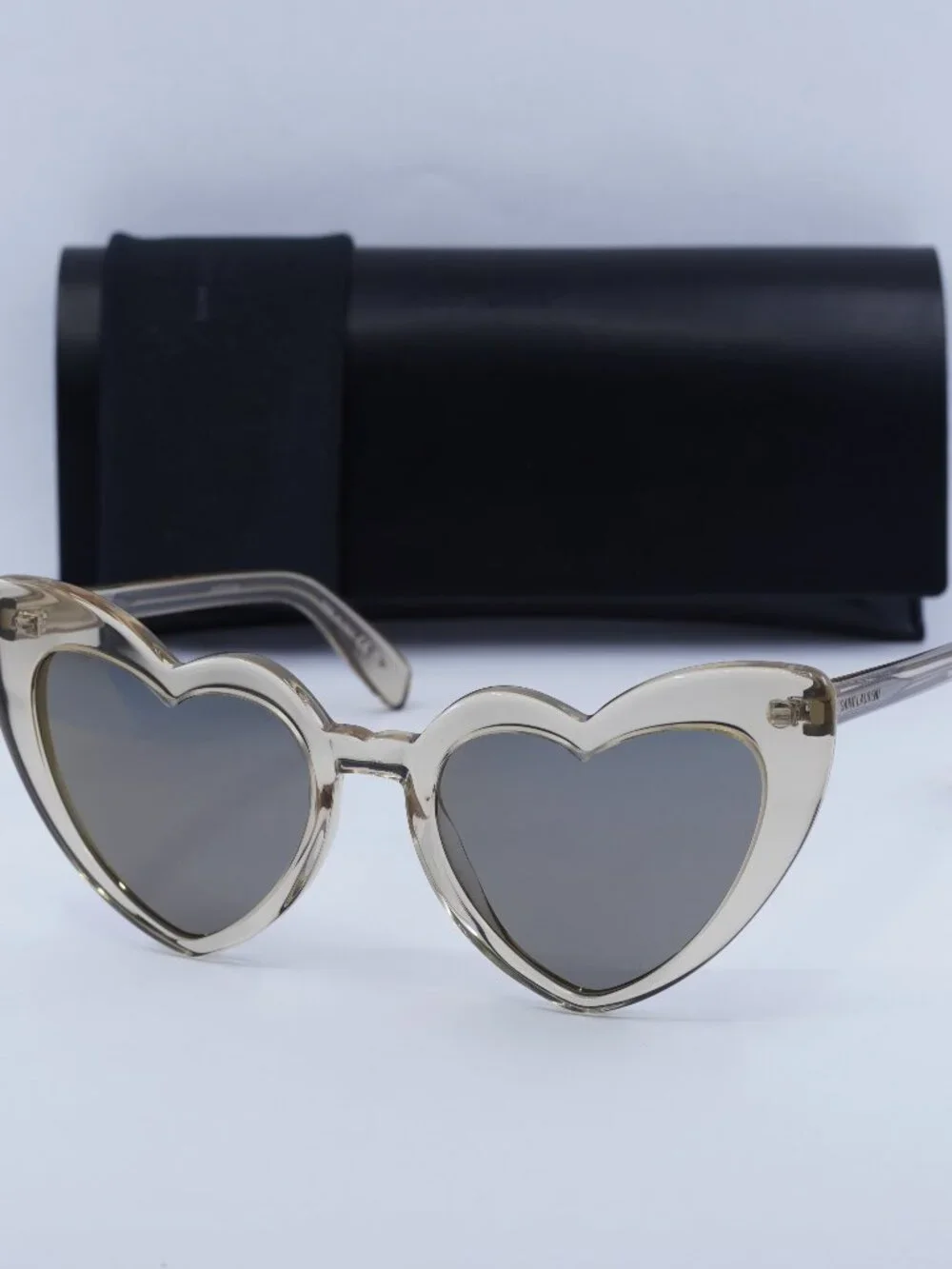 Saint Laurent SL181 LOU LOU 027 Heart Sunglasses - Transparent Nude / Copper